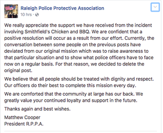 Raleigh Police Protective Association/Facebook screenshot